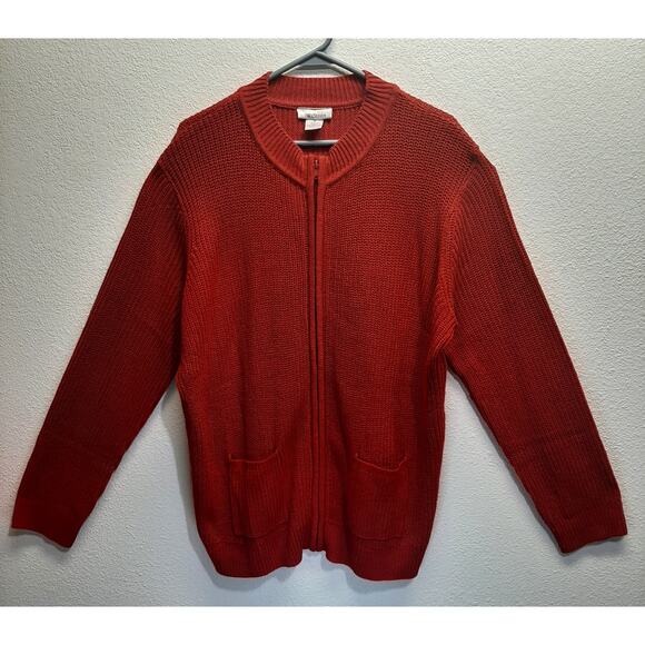 VTG CW Classics Women's Red Long Sleeve Full Zip Sweater Jacket l Size: XL - Picture 3 of 11